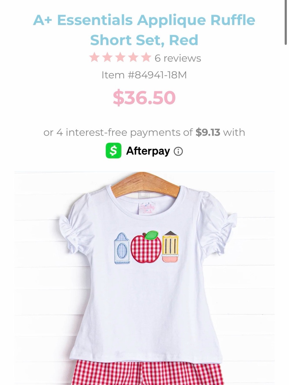 Essentials White Short Sleeve Tee with Red Apple Appliqué